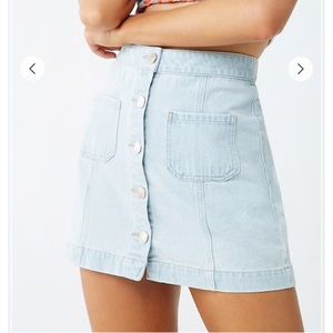 Denim button front skirt